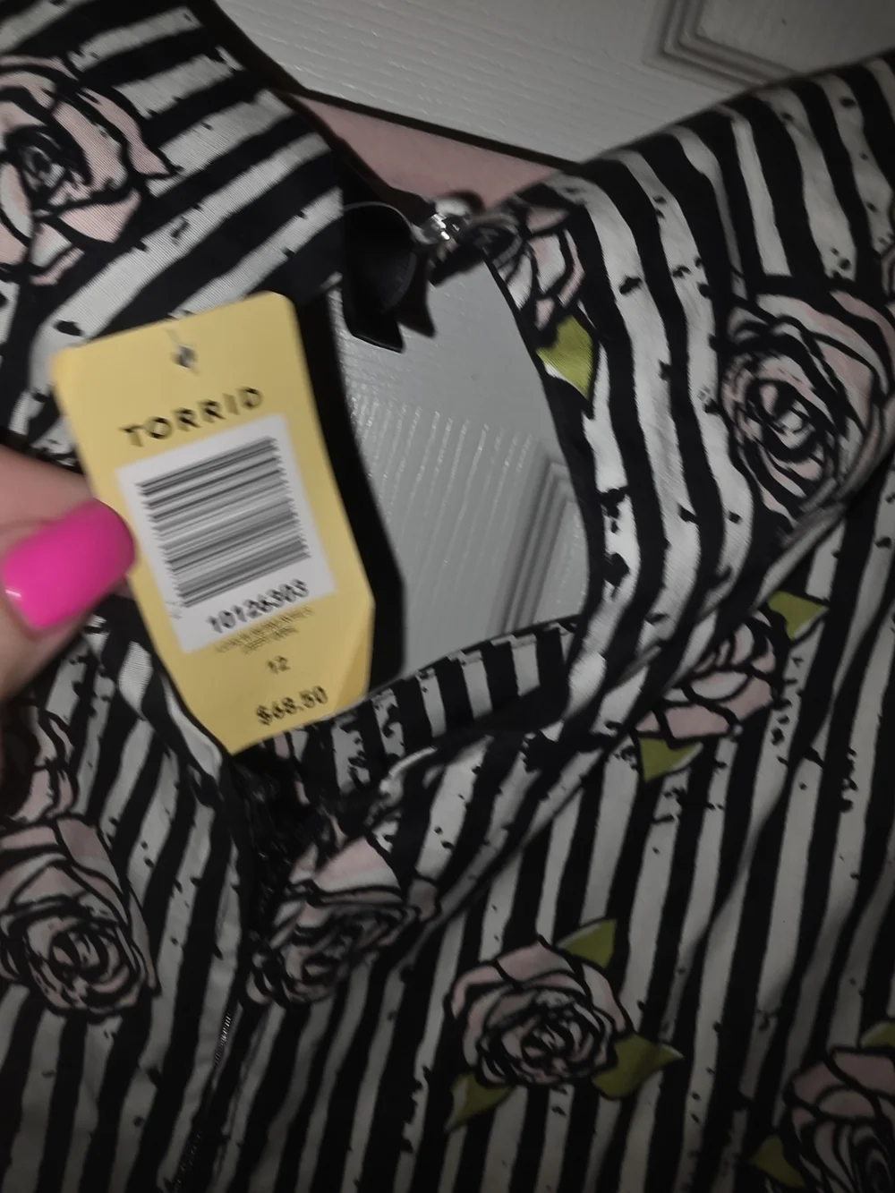 Torrid Black & White Striped Floral Midi Dress SIZE 12 sexy Date Retro Chic